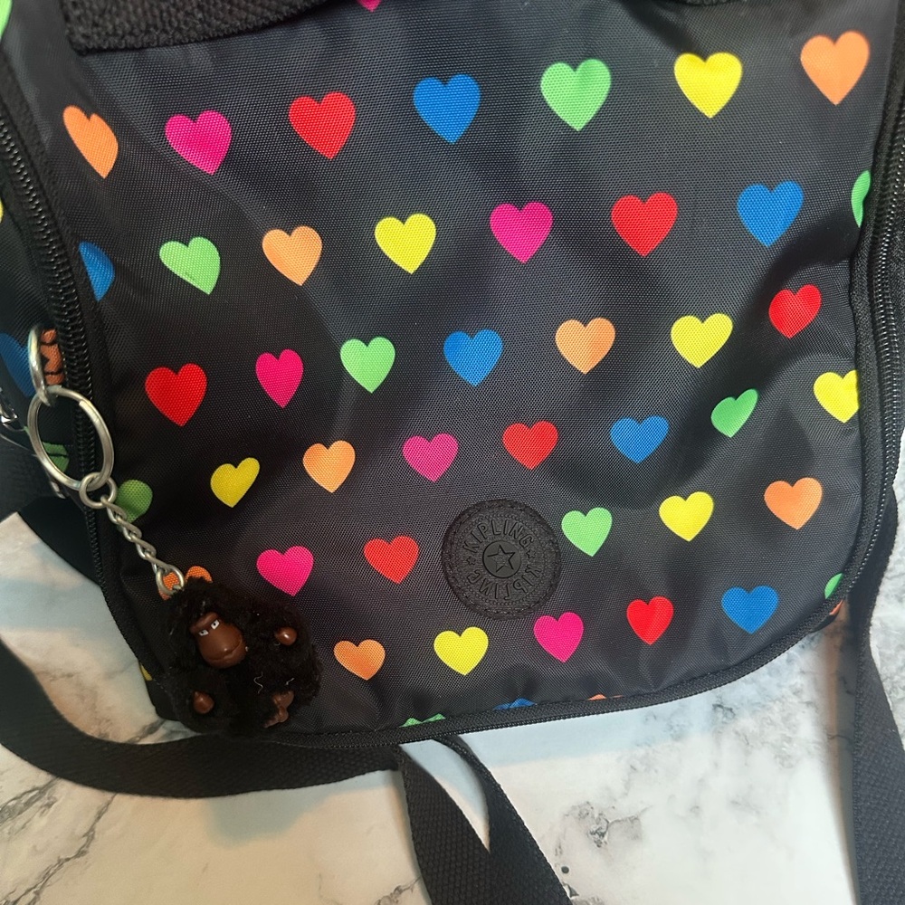 Kipling multi colored heartsCrossbody Lunch Bag